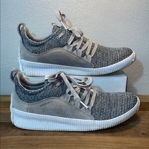 Sorel Out N About Knit Sneakers Gray Lace Up Comfort Lightweight Womens 8 Shoes